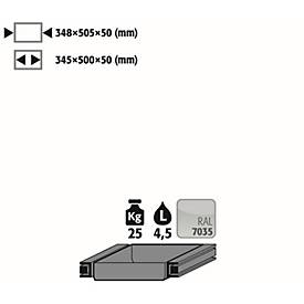 Auszugswanne Standard für asecos Sicherheitsschränke der Q30, Q90 und S90 Serie, Stahlblech, lichtgrau, B 348 x T 505 x H 50 mm, 4,5 l, bis 25 kg
