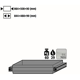 Image of Auszugswanne Standard für asecos Sicherheitsschränke der Q30, Q90 und S90 Serie, Stahlblech, lichtgrau, B 864 x T 508 x H 90 mm, 29 l, bis 60 kg