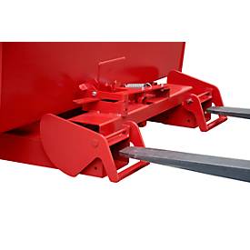 Automatischer Kippbehälter Bauer Typ 4A 1200, 3 Entriegelungspunkte, Abrollsystem, Inhalt 1,2 m³, bis 1500 kg, feuerrot RAL 3000