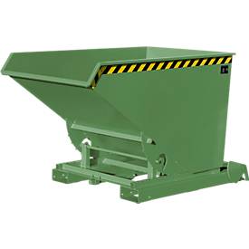 Automatischer Kippbehälter Bauer Typ 4A 1200, 3 Entriegelungspunkte, Abrollsystem, Inhalt 1,2 m³, bis 1500 kg, resedagrün RAL 6011
