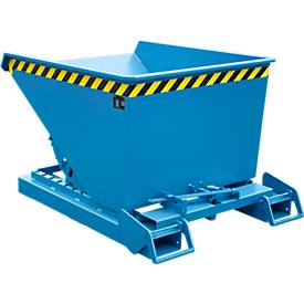 Automatischer Kippbehälter Bauer Typ 4A 600, 3 Entriegelungspunkte, Abrollsystem, Inhalt 0,6 m³, bis 1000 kg, lichtblau RAL 5012