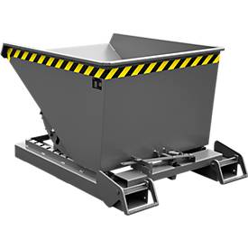 Automatischer Kippbehälter Bauer Typ 4A 600, 3 Entriegelungspunkte, Abrollsystem, Inhalt 0,6 m³, bis 1000 kg, mausgrau RAL 7005