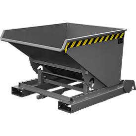 Automatischer Kippbehälter Bauer Typ 4A 600, 3 Entriegelungspunkte, Abrollsystem, Inhalt 0,6 m³, bis 1000 kg, mausgrau RAL 7005