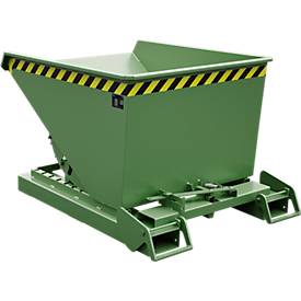 Automatischer Kippbehälter Bauer Typ 4A 600, 3 Entriegelungspunkte, Abrollsystem, Inhalt 0,6 m³, bis 1000 kg, resedagrün RAL 6011