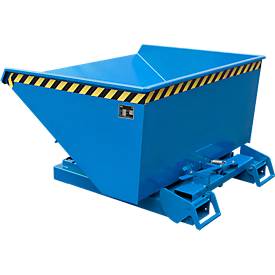 Automatischer Kippbehälter Bauer Typ 4A 900, 3 Entriegelungspunkte, Abrollsystem, Inhalt 0,9 m³, bis 1000 kg, lichtblau RAL 5012