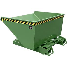 Automatischer Kippbehälter Bauer Typ 4A 900, 3 Entriegelungspunkte, Abrollsystem, Inhalt 0,9 m³, bis 1000 kg, resedagrün RAL 6011