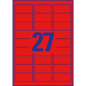 Avery Neon-Etiketten L6003-25, zum Beschriften, ablösbar, Papier, rot, 63,5 x 29,6 mm, 25 x A4 Bögen, 675 Stk.