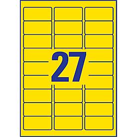 Avery Neon-Etiketten L6004-25, zum Beschriften, ablösbar, Papier, gelb, 63,5 x 29,6 mm, 25 x A4 Bögen, 675 Stk.