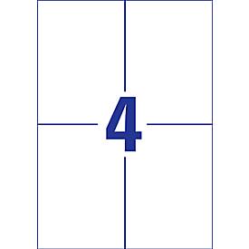 Avery Papier-Etiketten L7876-20, zum Beschriften, stark haftend, weiß, 105 x 148 mm, 20 x A4 Bögen, 80 Stk.
