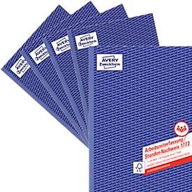Avery Zweckform 1773-5 Stunden-Nachweis, Format A4, 5 Bücher mit jeweils 2 x 40 Blatt, FSC®-Papier, 5 Stück, weiß/gelb
