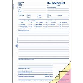Avery Zweckform 1777-5 Bau-Tagesbericht, Format A4, 5 Bücher mit jeweils 3 x 40 Blatt, FSC®-Papier, weiß/gelb/rosa