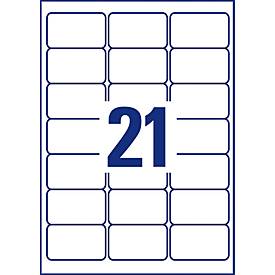 Avery Zweckform Adressetiketten J8160-25, geeignet für Inkjetdrucker, 63,5 x 38,1 mm, 525 Stück/25 A4-Bogen, 100 % FSC®-Papier, weiß