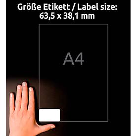 Avery Zweckform Adressetiketten J8160-25, geeignet für Inkjetdrucker, 63,5 x 38,1 mm, 525 Stück/25 A4-Bogen, 100 % FSC®-Papier, weiß