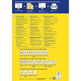 Avery Zweckform Adressetiketten J8163-25, geeignet für Inkjetdrucker, 99,1 x 38,1 mm, 350 Stück/25 A4-Bogen, 100 % FSC®-
