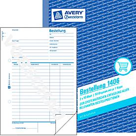 AVERY® Zweckform Bestellung Nr. 1406, weiß/weiß, 2. Blatt blanko, 1 Blatt Blaupapier