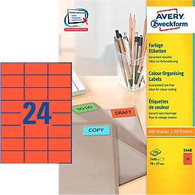 Avery Zweckform Etiketten 3448, 70 x 37 mm, 2400 Stück, rot