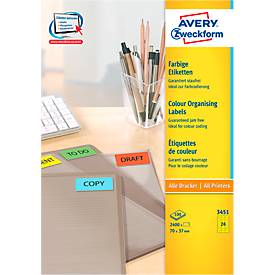Avery Zweckform Etiketten 3451, 70 x 37 mm, 2400 Stück, gelb