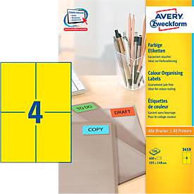 Avery Zweckform Etiketten 3459, 105 x 148 mm, 400 Stück, gelb