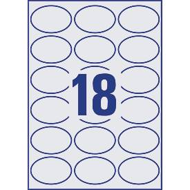 Avery® Zweckform Etiketten 5087, Format A4, ablösbar, druckergeeignet, 63,5 x 42,3 mm, 10 Bogen mit 180 Stück, FSC®-Papier, oval, weiß