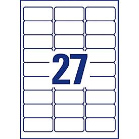 Avery Zweckform Etiketten L6114-20, fälschungssicher, extrem robust, 63,5 x 29,6 mm, 540 Stück/20 A4-Bogen, Folie, weiß