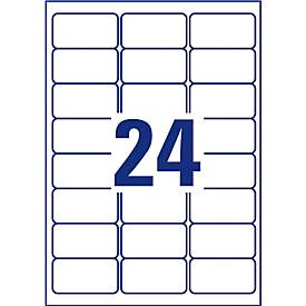 Avery Zweckform Etiketten L6141-20, extra stark haftend, geeignet für Laserdrucker, 63,5 x 33,9 mm, 480 Stück/20 A4-Bogen, Polyesterfolie, weiß