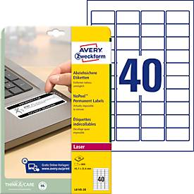 Avery Zweckform Etiketten L6145-20, fälschungssicher, extrem robust, geeignet für SW-Laserdrucker, 45,7 x 25,4 mm, 800 S