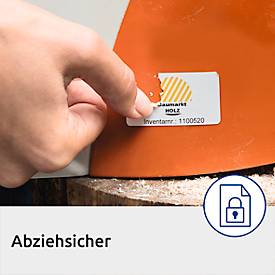 Avery Zweckform Etiketten L6146-20, fälschungssicher, extrem robust, geeignet für SW-Laserdrucker, 63,5 x 33,9 mm, 480 Stück/20 A4-Bogen, Acrylfolie, weiß