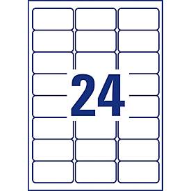 Avery Zweckform Etiketten L6146-20, fälschungssicher, extrem robust, geeignet für SW-Laserdrucker, 63,5 x 33,9 mm, 480 Stück/20 A4-Bogen, Acrylfolie, weiß