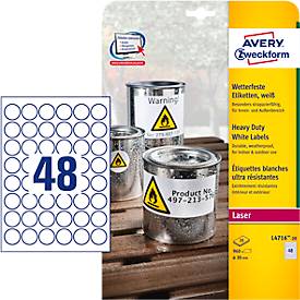 Avery Zweckform Folien-Etiketten, wetterfest, für Innen- und Außenbereich, 30 x 30 mm