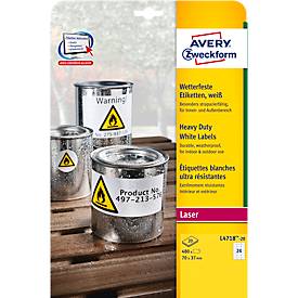 Avery Zweckform Folien-Etiketten, wetterfest, für Innen- und Außenbereich, 70 x 37 mm