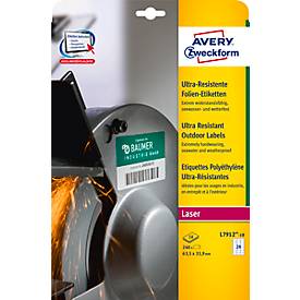 Avery Zweckform Folienetiketten L7912-10, ultra-resistent, H 63,5 x B 33,9 mm, 240 St