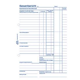 Avery® Zweckform Kassenbericht 1265, Format A5, mit Ausfüllhilfe, ohne Durchschläge, perforiert & gelocht, Blauer Engel, weiß, 1 Buch mit 50 Blatt
