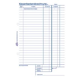 Avery® Zweckform Kassenbestandsrechnung 1218, A5, mit Ausfüllhilfe, ohne Durchschläge, perforiert & gelocht, Blauer Engel, weiß, 1 Buch mit 50 Blatt