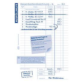 Avery® Zweckform Kassenbestandsrechnung 1218, A5, mit Ausfüllhilfe, ohne Durchschläge, perforiert & gelocht, Blauer Engel, weiß, 1 Buch mit 50 Blatt