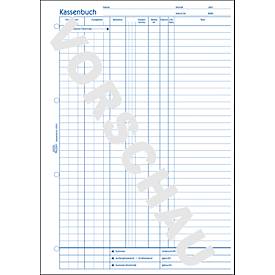 Avery® Zweckform Kassenbuch 1226, Format A4, DATEV-konform, mit Ausfüllhilfe & 1 Blatt Blaupapier, perforiert & gelocht, Blauer Engel, weiß, 100 Blatt
