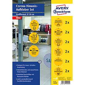 Image of AVERY® Zweckform Klebeetiketten 49400 Corona, Designs speziell für Handel, beschreibbar, rund, gelb, 12 Stück