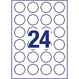 AVERY® Zweckform Klebeetiketten, blanko, 40,8 x 40,3 mm, 240 Stück, Blumenform