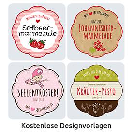 AVERY® Zweckform Klebeetiketten, blanko, 60 x 59,5 mm, 120 Stück, Blumenform, für alle Drucker