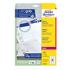 Avery Zweckform L7160-40 Adress-Etiketten, ultragrip, 63,5 x 38 mm