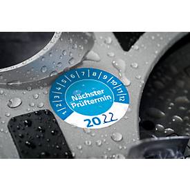 Avery Zweckform Prüfplakette 7906 „Nächster Prüftermin“ 20__zum Selbereintragen, extrem robust, Ø 30 mm, 80 Stück/10 Bogen, Vinylfolie, blau