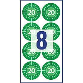AVERY® Zweckform Prüfplaketten, Jahreszahl 2020 grün, Vinyl, Ø 30 mm, 80 Stück