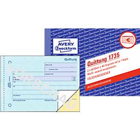 Avery Zweckform Quittungsblock 1735-5, A6 quer, 2 x 40 Blatt, 4er Pack + 1 gratis