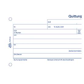 Avery® Zweckform Quittungsbuch 1255, Querformat A6, inkl. Mehrwertsteuer, mit 1 Blatt Blaupapier, perforiert & gelocht, Blauer Engel, weiß, 100 Blatt