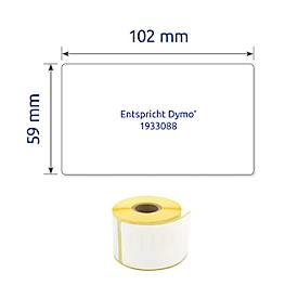 Avery® Zweckform Rollenetiketten, kompatibel mit DYMO® LabelWriter™ Serie 300/400/450/4XL/Wireless, permanenthaftend, B 102 x H 59 mm, weiß, 300 Stück