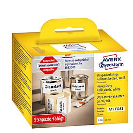 Avery® Zweckform Rollenetiketten, kompatibel mit DYMO® LabelWriter™ Serie 300/400/450/4XL/Wireless, permanenthaftend, B 25 x H 25 mm, weiß, 850 Stück