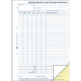 Avery Zweckform Stundennachweise Nr. 1773 für Arbeitszeiterfassung, selbstdurchschreibend, DIN A4, weiß/gelb