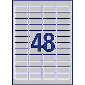 AVERY® Zweckform Typenschildetiketten, rechteckig, f. alle s/w Laserdrucker, 45,7 x 21,2 mm, silbern