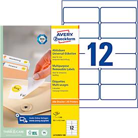 Avery Zweckform Universal-Etiketten, 100 Etiketten, 99,1 x 42,3 mm, wiederablösbar