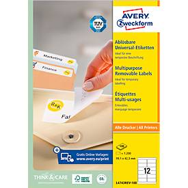 Avery Zweckform Universal-Etiketten, 100 Etiketten, 99,1 x 42,3 mm, wiederablösbar