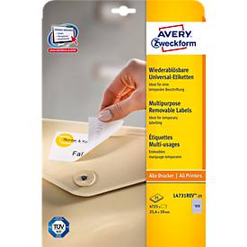AVERY Zweckform Universal-Etiketten, 25,4 x 10 mm, wiederablösbar